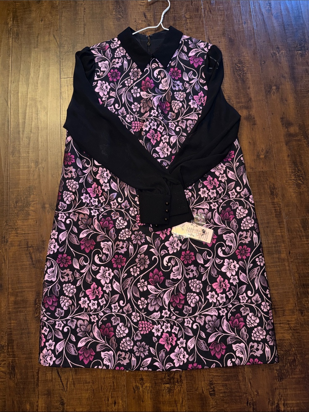 Nanette Lepore Black Dress with Pink Floral Print